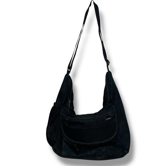 LL Bean Shoulder Purse Tote Nylon Full Zip Strap Crossbody Bag Handbag Vintage - Picture 2 of 14